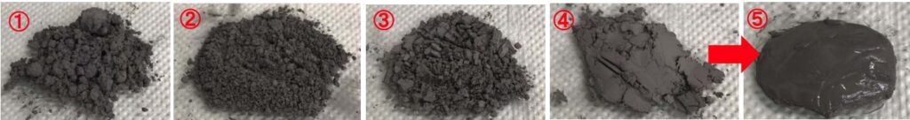 SUS粉末での試験時の外観変化の様子を収めた写真